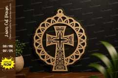 Celtic Cross Mandala Laser Cut SVG Design celtic cross svg Product Image 1