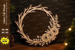 Floral Branch Wreath Laser Cut SVG Design floral wreath svg Product Image 1