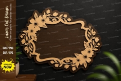 Floral Oval Frame Laser Cut SVG Design floral frame svg Product Image 1