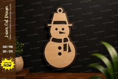 Simple Snowman Ornament Laser Cut SVG Design snowman ornamen Product Image 1