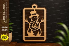Snowman Tag Ornament Laser Cut SVG Design snowman tag svg Product Image 1