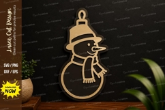 Winter Snowman Ornament Laser Cut SVG Design winter snowman Product Image 1