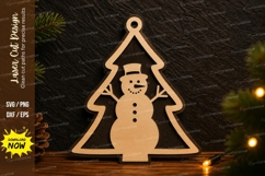Christmas Tree Snowman Ornament Laser Cut SVG Design Product Image 1