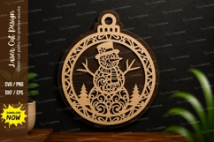 Snowman Circle Ornament Laser Cut SVG Design snowman circle Product Image 1