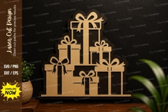 Stacked Gift Boxes Laser Cut SVG Design stacked gift svg Product Image 1