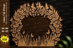 Leaf Wreath Wall Art Laser Cut SVG Design leaf wreath svg Product Image 1