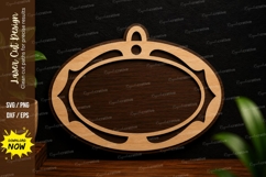 Oval Ornament Frame Laser Cut SVG Design oval frame svg, Product Image 1