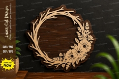 Floral Twig Wreath Laser Cut SVG Design twig wreath svg Product Image 1