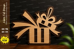 Ribbon Gift Box Laser Cut SVG Design ribbon gift svg Product Image 1