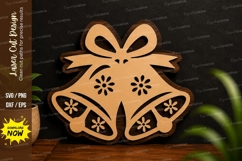Double Bell Christmas Laser Cut SVG Design double bell svg Product Image 1