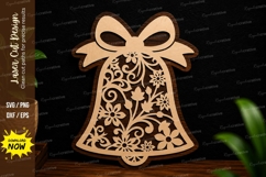 Floral Christmas Bell Laser Cut SVG Design floral bell svg Product Image 1