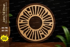 Sunburst Round Frame Laser Cut SVG Design sunburst frame svg Product Image 1