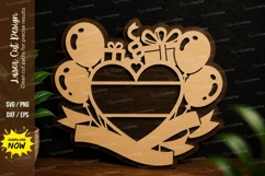 Birthday Balloon Heart Laser Cut SVG Design birthday Product Image 1