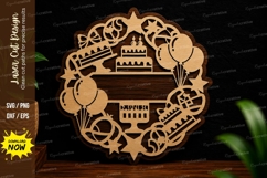 Birthday Celebration Wreath Laser Cut SVG Design birthday Product Image 1
