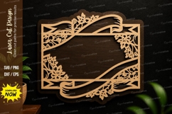 Floral Ribbon Frame Laser Cut SVG Design floral ribbon frame Product Image 1