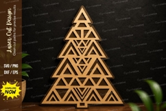 Triangle Pattern Christmas Tree Laser Cut SVG Design Product Image 1