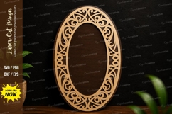 Oval Floral Frame Laser Cut SVG Design oval floral frame svg Product Image 1