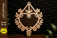 Floral Hanging Wreath Laser Cut SVG Design floral wreath svg Product Image 1