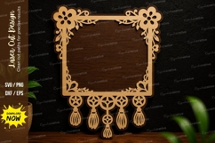 Floral Tassel Frame Laser Cut SVG Design tassel frame svg, Product Image 1