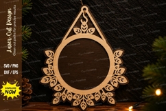 Floral Round Frame Laser Cut SVG Design round frame svg Product Image 1