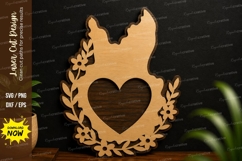 Cat Heart Wreath Laser Cut SVG Design cat wreath svg, heart Product Image 1