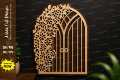Floral Garden Gate Laser Cut SVG Design garden gate svg Product Image 1
