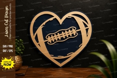 Football Heart Ornament Laser Cut SVG Design football heart Product Image 1