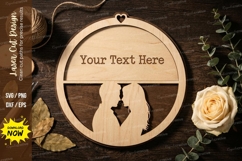 Romantic Couple Silhouette Round Frame Laser Cut Product Image 1