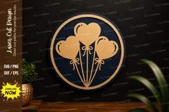 Heart Balloon Ornament Laser Cut SVG Design heart balloon Product Image 1