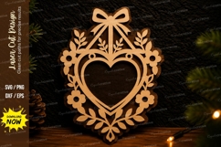 Heart Floral Ornament Laser Cut SVG Design heart floral svg Product Image 1