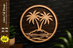Tropical Island Circle Laser Cut SVG Design tropical island Product Image 1