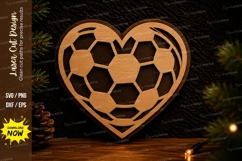 Soccer Heart Ornament Laser Cut SVG Design soccer heart svg Product Image 1