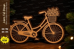 Flower Basket Bicycle Laser Cut SVG Design bicycle flower Product Image 1