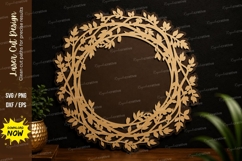 Floral Wreath Frame Laser Cut SVG Design floral wreath svg Product Image 1