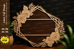Geometric Floral Frame Laser Cut SVG Design geometric frame Product Image 1