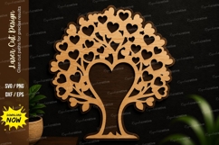 Heart Tree Wall Art Laser Cut SVG Design heart tree svg Product Image 1