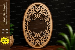 Oval Floral Frame Laser Cut SVG Design oval frame svg, flora Product Image 1