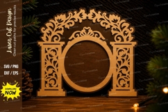 Ornamental Round Frame Laser Cut SVG Design round frame svg, Product Image 1