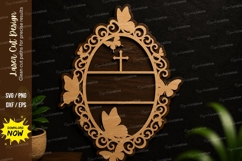 Oval Cross Frame Laser Cut SVG Design oval frame svg, cross Product Image 1