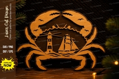 Crab Beach Scene Laser Cut SVG Design crab svg, beach scene Product Image 1