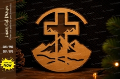 Mountain Cross Wall Art Laser Cut SVG Design cross svg Product Image 1