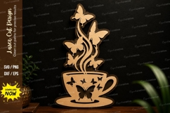 Butterfly Tea Cup Laser Cut SVG Design tea cup svg Product Image 1