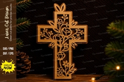 Floral Cross Wall Art Laser Cut SVG cross svg, floral cross Product Image 1
