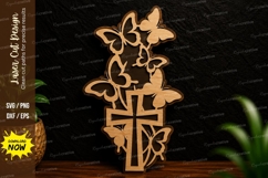 Butterfly Cross Laser Cut SVG Design cross svg, butterfly Product Image 1