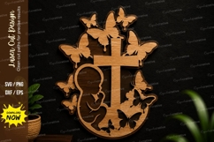 Butterfly Cross Ornament Laser Cut SVG cross ornament svg Product Image 1
