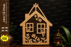 Floral House Wall Art Laser Cut SVG house svg, floral house Product Image 1