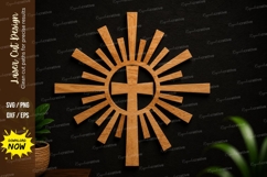 Radiant Cross Wall Art Laser Cut SVG cross wall art svg, Product Image 1
