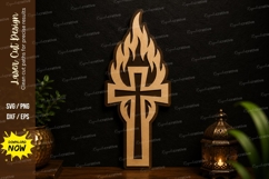Flame Cross Ornament Laser Cut SVG flame cross svg Product Image 1