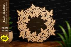 Butterfly Floral Wreath Laser Cut SVG butterfly wreath svg Product Image 1
