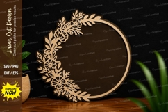 Floral Circle Frame Laser Cut SVG floral circle svg, circle Product Image 1
